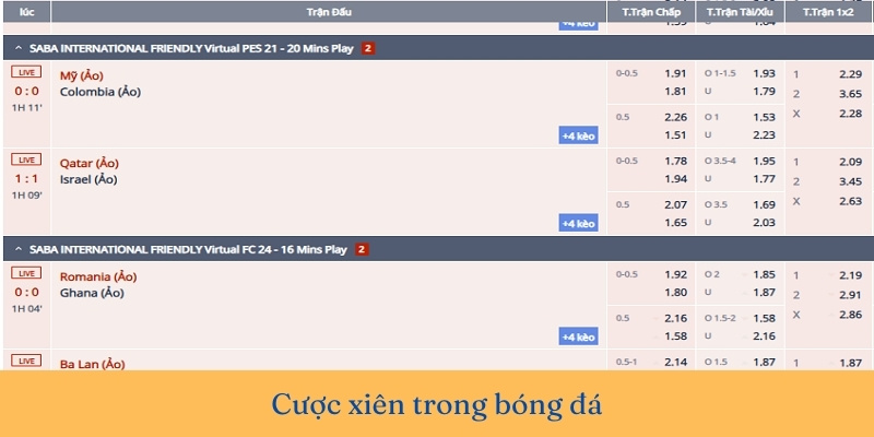 Cược xiên trong bóng đá